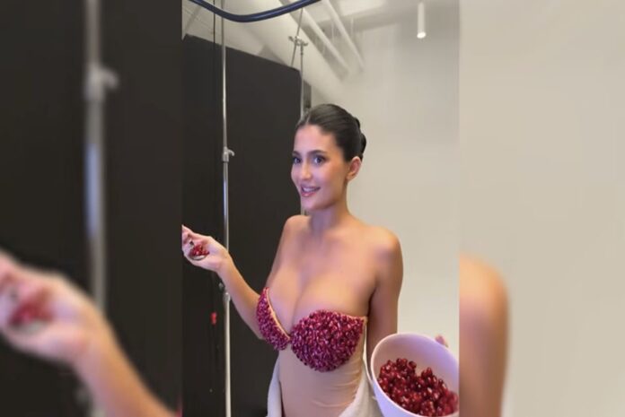 Podprsenka zo semien granátového jablka? Kylie Jenner opäť prevalcovala svet módy. Foto - youtube